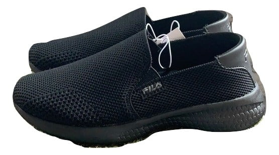fila black slip on shoes