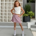 thumbnail image 3 of JURANMO Athletic Skirts with Built in Shorts for Girls Ruffle High Waist Mini A-Line Skort Kids Stretch Tennis Skirt Solid Sport Skorts Purple 4 Years, 3 of 9