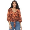 Sofia Jeans by Sofia Vergara Button Front Tie Front Blouse, Women's
