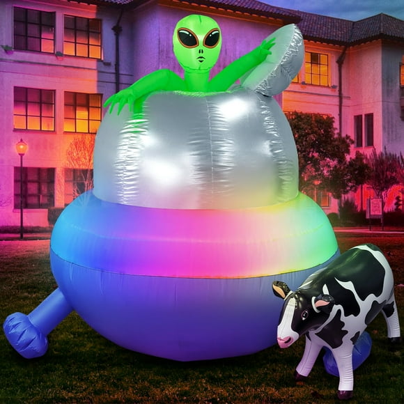 Decoración inflable para Halloween, secuestro de ovnis, 1,5 m, con LED