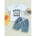 thumbnail image 2 of Bagilaanoe 2pcs Newborn Baby Boy Short Pants Set Short Sleeve Letter Print T Shirt Tops + Shorts 3M 6M 12M 18M 24M Infant Casual Summer Outfits, 2 of 7