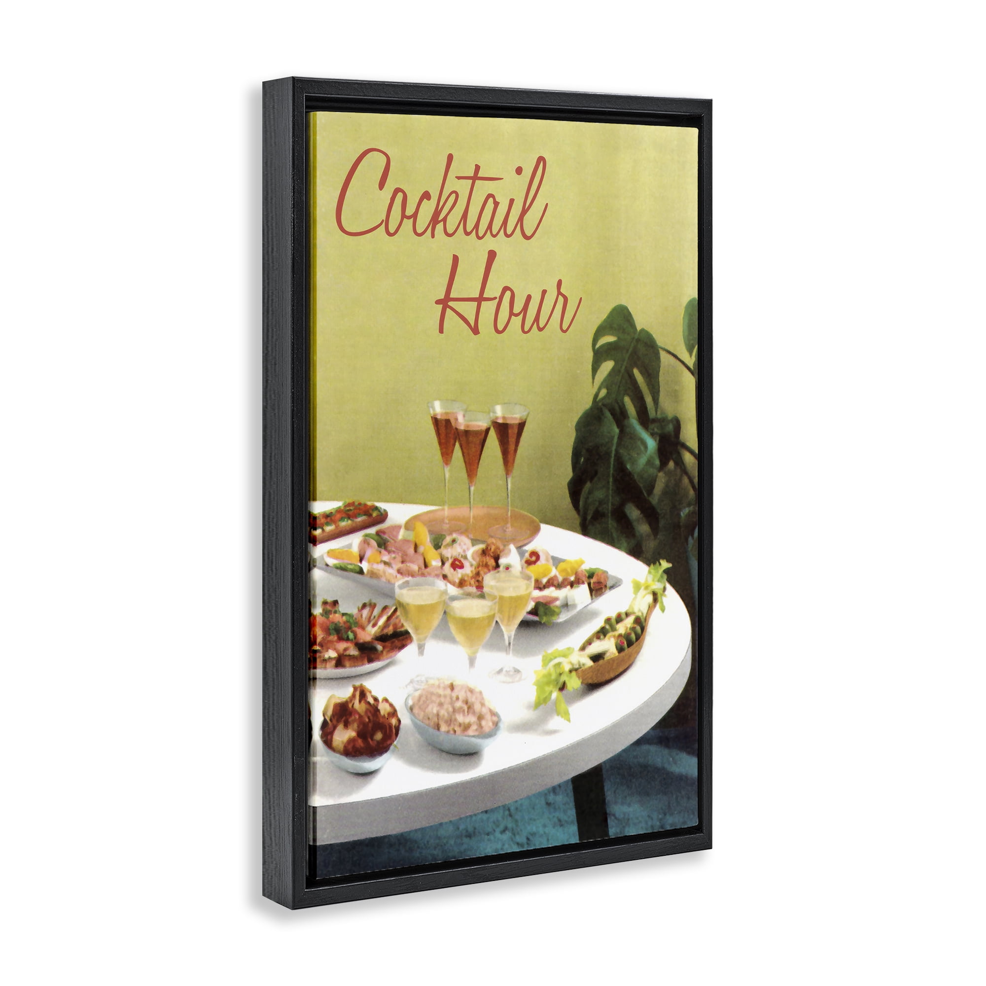 Stupell Industries Cocktail Hour Table Spread Black Framed Floater Canvas Wall Art, design by Tim Wright