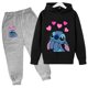 thumbnail image 3 of Sudaderas con capucha de Disney Stitch para niñas, conjuntos de ropa para niños, camisetas y pantalones para niñas, 2 piezas, conjuntos de chándal para niños, 3 of 5