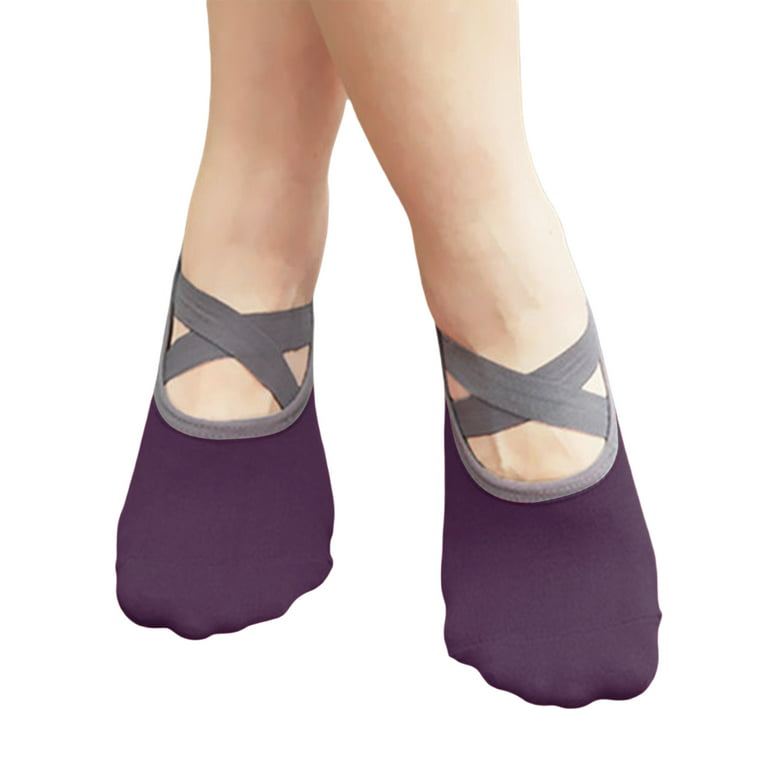 Dmagnates Ladies Fashion Halter Cross Strap Yoga Socks Non-Slip Grip Socks  Suitable for Pilates Pure Ballet Dance Breathable Sweat Socks 