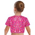 thumbnail image 2 of Haitryli Girls Glittery Crop Tops Jazz Dance Performance Dancewear Modern Steeetwear Round Neck Hip Hop Clothes Hot Pink 15-16, 2 of 5