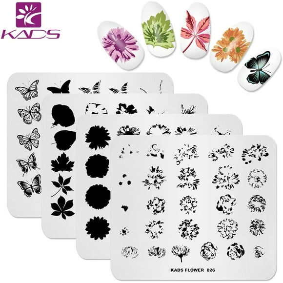 TRAHOO-Nail Art Stamp Plate Overprint Butterfly Flower Leaves Series Nail stamping plate Template Image Plate Nail Art DIY Decoration Tool