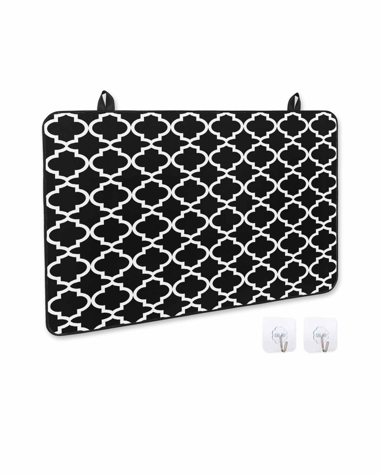 nqOlkjepod Large Induction Cooktop Protector Mat 24"x21", Black Morocco Stove Top Covers for Electric Stove, Boho Modern Minimalist Abstract Geometric Stove Burner Cover Mats, Glass Top Stove Cover