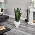 thumbnail image 3 of Nearly Natural 3.5' Plastic Green Sansevieria Artificial Plant in White Planter, 3 of 3