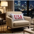 thumbnail image 2 of Homellea Patriotic USA Lumbar Throw Pillow, 24 x 14 Inch Blue White Striped Decorative Accent Cushion with Red Letter Design and Tie Corners for Couch, Sofa, Bed and Home Decor, 2 of 7