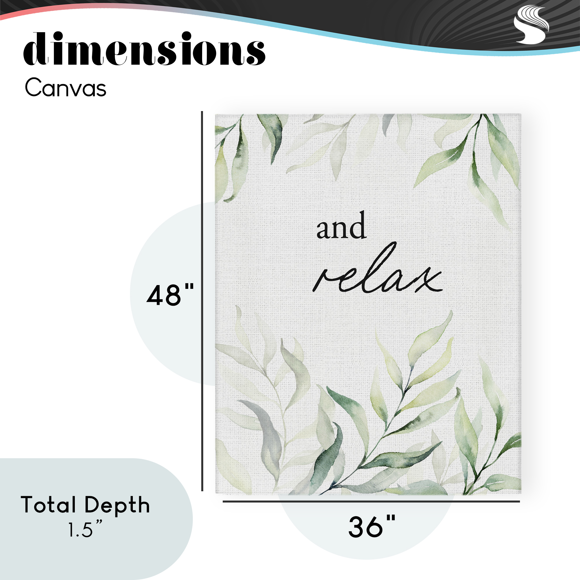 And Relax Soothing Greenery Canvas Wall Art, design by Lettered and Lined