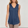 thumbnail image 4 of Qiopertar Womens Tank Tops Hooded V Neck Sleeveless Casual Loose Flowy Lightweight Soft Summer Tops, Navy L, 4 of 7