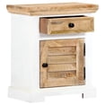thumbnail image 2 of vidaXL Nightstand White and Brown 40x30x50 cm Solid Rough Mango Wood, 2 of 5