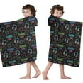 thumbnail image 4 of Colorful Controllers Games Icons Black Pattern Hooded Bath Towel，50"x30" for Ages 3 To 12 Kids, Quick Dry Lightweight Soft Microfiber Hood Beach Towel Cover Up for Kids, 4 of 7