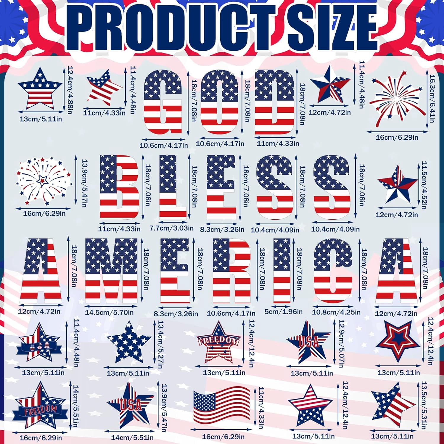 GBBG 30 Pcs 4th of July Garage Door Magnet 250th Anniversary Memorial Day Garage Door Decoration Patriotic Red Blue White USA Flag Magnet Independence Day Decal for Refrigerator Car Party(USA)