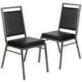 thumbnail image 2 of BizChair 2 Pack Square Back Stacking Banquet Chair in Black Vinyl with Silvervein Frame, 2 of 15