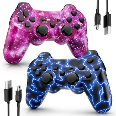ISHAKO 2pack Wireless Controller for P3/PC, With Double Vibration, 6-Axis Motion Control-Purple&Blue