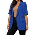 thumbnail image 6 of cocolona Womens Short Sleeve Blazer Open Front Lightweight Button Down Suit Jacket Casual Business Trendy Outfits, 6 of 7