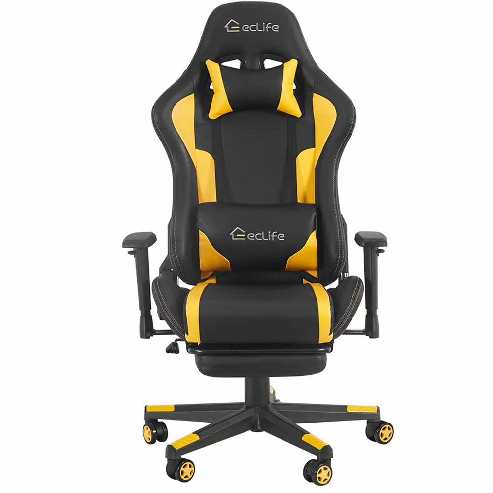 Eclife Massage Gaming Chair, Reclining Gaming Chair with Retractable