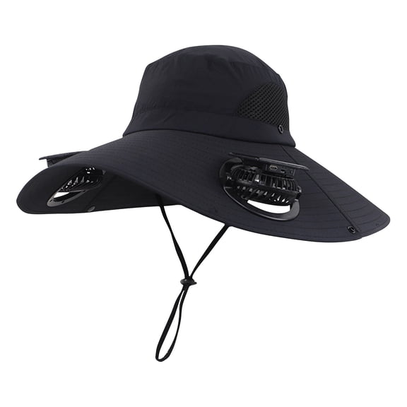 Wide Brim Solar Fan Hat,Fishing Hat with 2 Solar Fan, Solar Powered Fan Hat,Outdoor Sun Hats for Men Women Hat with Fan Built in