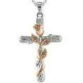 thumbnail image 3 of HOOUN Romantic Rose Cross Pendant Lucky Necklace Bib Chain Flower Jewelry Women Gift-Silver, 3 of 9