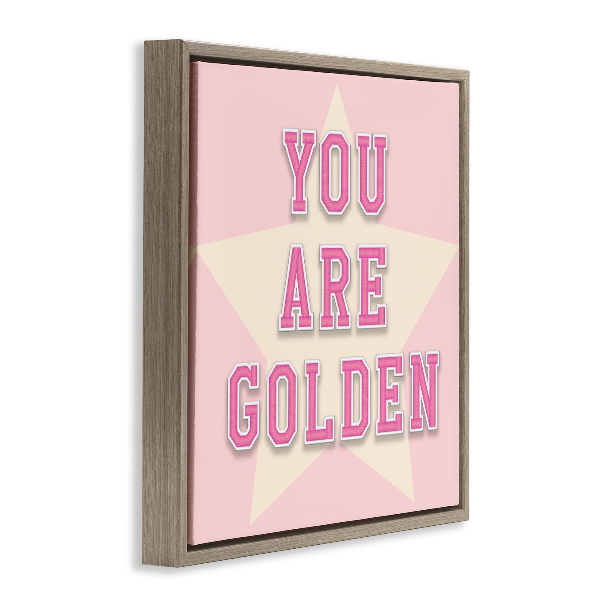 Stupell Industries You Are Golden Phrase Text & Numbers Painting Brown Floater Framed Canvas Art Print Wall Art, 25 x 25