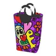 thumbnail image 1 of DouZhe 50L Rectangular Laundry Basket, Doodle Skull Flowers Prints Waterproof Foldable Laundry Hamper with Aluminum Handles, 1 of 6
