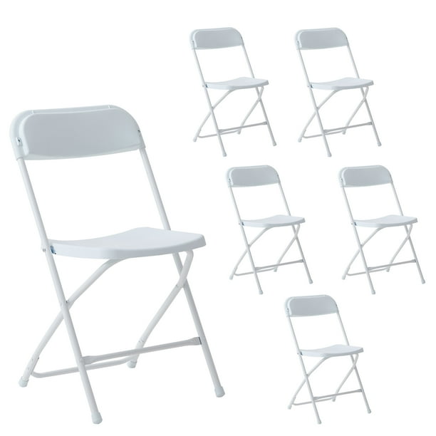 Plastic Folding Chair White 6 Pack 650LB Weight Capacity