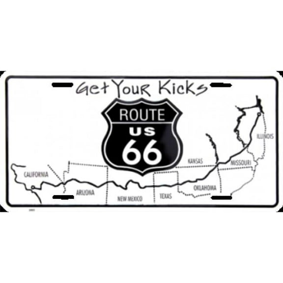 Route 66 Get Your Kicks Metal License Plate