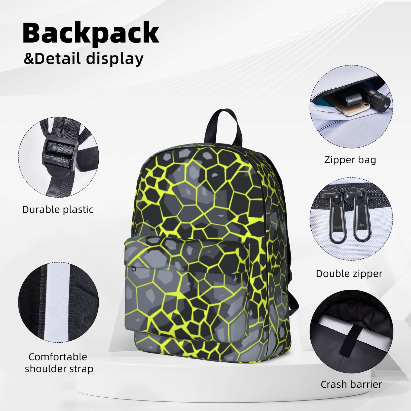 Green Leopard Backpack Camouflage Canvas Shoulder Daypack BookBag Travel Hiking Casual Bags For Women Men