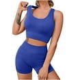 thumbnail image 2 of Chbgutlmr Womens 2 Piece Workout Sets High Waisted Tummy Control Biker Shorts Sleeveless Cross Back Tank Tops Casual Stretch Gym Yoga Outfits, 2 of 6