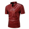 thumbnail image 2 of Men's Disco Shirt Shiny Sequin Short Sleeve Party Polo Shirt Trendy Nightclub Dance Costume T-Shirt, 2 of 8
