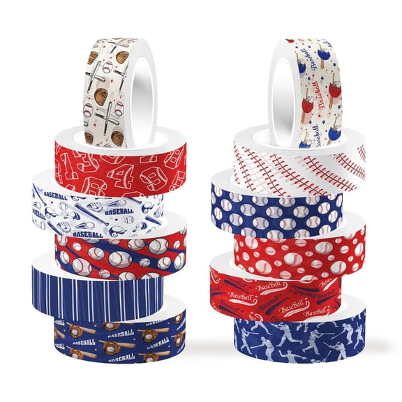 Baseball Washi Tape 12 Rolls, Sports Washi Tape Decorative Sticker DIY Arts Crafts Printing Tape Scrapbooking Supplies Party Gifts Multipurpose