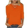 thumbnail image 3 of Aboser Women's Crossover V Neck T-Shirts Plus Size 3/4 Sleeve Tunic Tops Comfy Solid Color Tshirts Loose Fit Casual Blouses Dressy Three Quarter Length Sleeves Pullover, 3 of 6