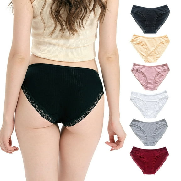 Gmluru Women'S Underwear Lace Sexy Solid Color Black Breathable Comfortable Panties L