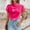 Hot Pink, variant on SNKSDGM Women's Plus Casual Easter Shirts for Women Womens Shirts Long Sleeve Dressy Casual Womens Summer Satin Casual Ruffle Short Sleeve Crewneck Tops Fashion Tops for Women Trendy Sexy