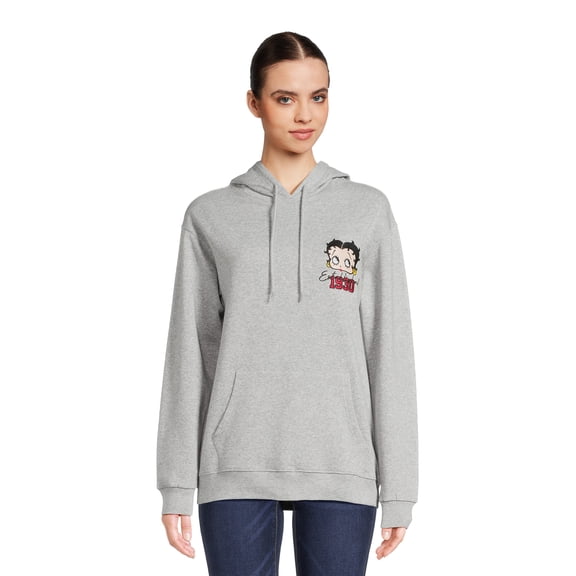 Betty Boop Juniors Pullover Hoodie with Long Sleeves, Sizes XS-3XL