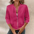 thumbnail image 3 of Otntypg Full Zip up Cable Knit Sweaters for Women Fall Winter Long Sleeve Open Front Cardigan Tops Fashion 2025 Outwear Jacket Vintage Coat Hot Pink L, 3 of 10