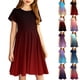thumbnail image 1 of Girls 2025 Summer Dresses Short Sleeve Gradient Dress Soft and Comfortable Casual Summer Wear for Parties and Daily Dresses ,Sie:110, 1 of 5