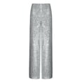 thumbnail image 6 of EDFBUYKRS Female Women Pants Casual Linen Pants Women Petite Wide Leg Women's Sequin Pants Shiny Sequins High Waist Wide Leg Flared Pants Flared Pants Nightclub Wear M, 6 of 6