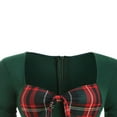 thumbnail image 3 of CNKOO Women‘s Spring Autumn Patchwork Dress Long Sleeve Square Neck Plaid Zipper A-Line Dress, 3 of 5