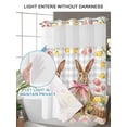 thumbnail image 6 of No Hook Shower Curtain with Snap-in Liner, Easter Bunny Eggs Waterproof Fabric Bathroom Curtains, Spring Tulips Rustic Rabbits Grey Plaid Bath Curtains & Mesh Top Window 72"x84" Long, 6 of 9