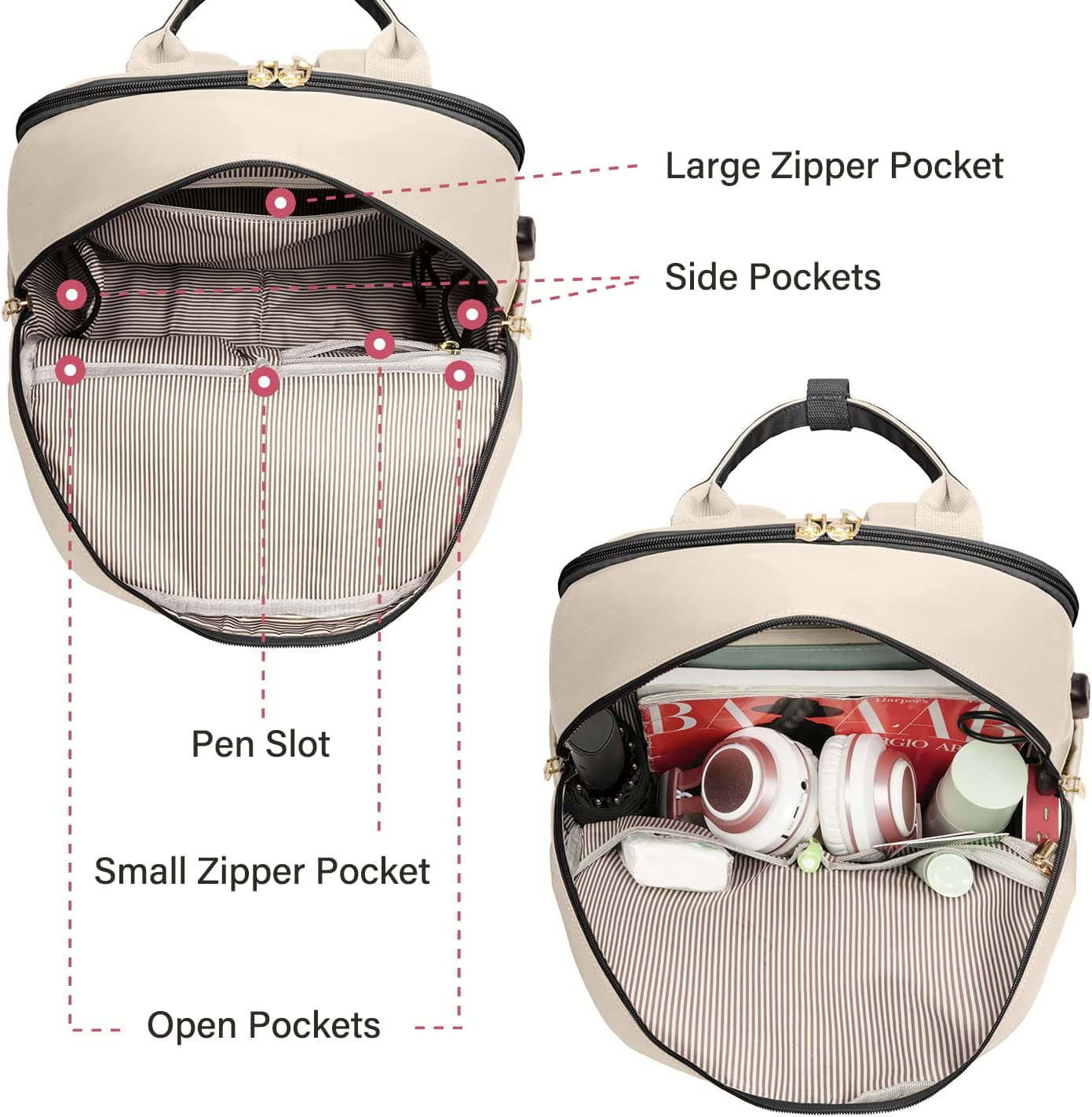 Lovevook Backpack Purses for Women,Vintage Women Teacher Laptop Backpack Nurse Bag, Multi-Function Work Travel Daypacks College Book Bag with USB Port