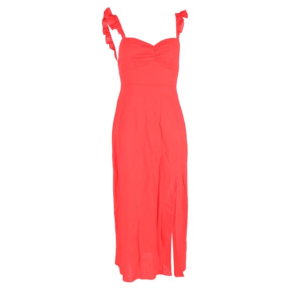 Pre-Owned Rixo Marley Midi Dress in Red Linen