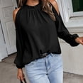 thumbnail image 7 of Women's T-Shirts Solid Color Loose Tops Casual Long Sleeve Fashion Blouse for Women, 7 of 7
