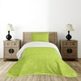 thumbnail image 4 of Ambesonne Green Leaf Quilted Bedspread Set 2 Pcs, Doodle Curly Flora, Twin Size, Yellow Green White, 4 of 5