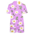 thumbnail image 3 of Jamicy Pyjama Super Doux pour Femmes Mode Décontractée Imprimé Haut à Manches Courtes à Col à Revers avec Short Ample Confortable Ensemble de Pyjama pour la Maison, 3 of 4