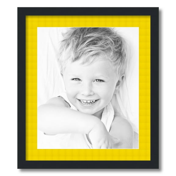 ArtToFrames 19x22" Matted Picture Frame with 15x18" Single Mat Photo Opening Framed in 1.25" Satin Black and 2" Canary Mat (FWM-3926-19x22)