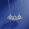 thumbnail image 2 of EUEAVAN Silver Hollowed Bat Pendant Necklace Stainless Steel Jewelry, 2 of 6