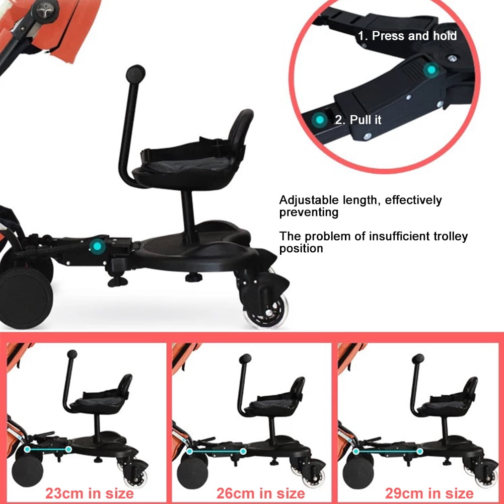 golytefs Universal Stroller Board Adapter 2-in-1 Non-Slip Adjustable Step Stand Ride-On Pedal Attachment with Detachable Seat Light-up Wheels Up to 55.11lbs