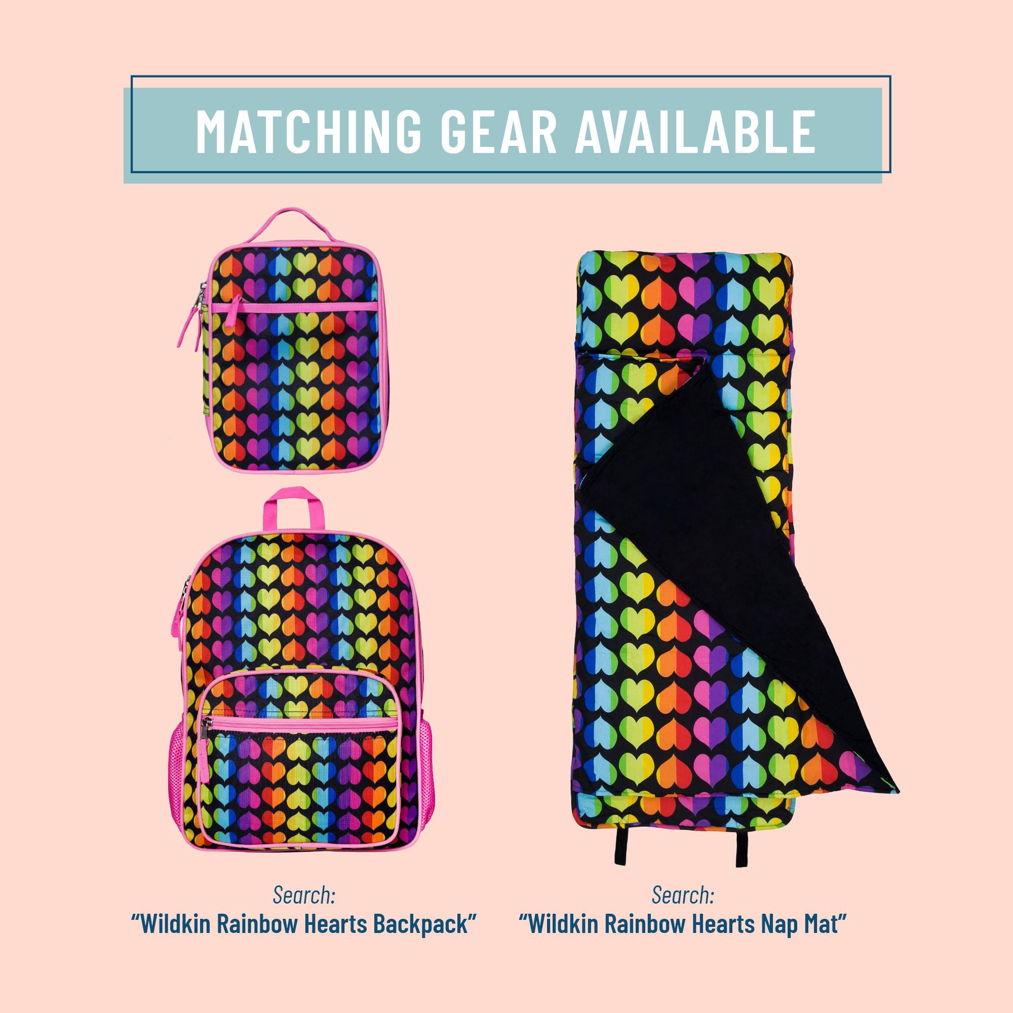 Wildkin Kids Recycled Eco Lunch Bag for Boys and Girls (Rainbow Hearts)